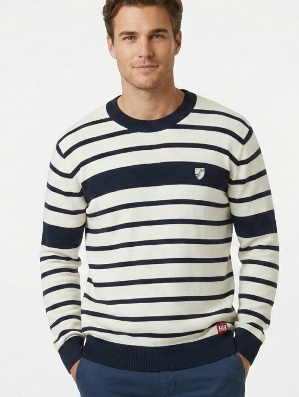 ​Helly Hansen Organic Cotton Striped Knit Sweater XL Nautical Coastal